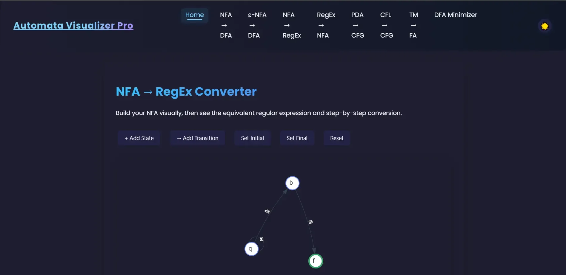 Automata Converter Interface Showcase